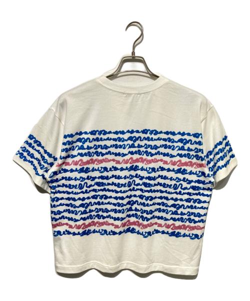 HERALBONY（ヘラルボニー）HERALBONY (ヘラルボニー) アートボーダーTシャツ「blue brush-mm2025」 ホワイト サイズ:Ｍの古着・服飾アイテム