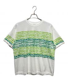 HERALBONY（ヘラルボニー）の古着「アートボーダーTシャツ「green brush-mm2025」」｜ホワイト