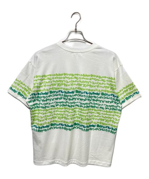 HERALBONY（ヘラルボニー）HERALBONY (ヘラルボニー) アートボーダーTシャツ「green brush-mm2025」 ホワイト サイズ:Lの古着・服飾アイテム
