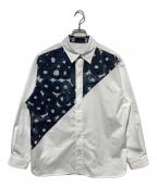 HERALBONYヘラルボニー）の古着「デザインシャツ（ショルダー切替)「無題(丸)」」｜ホワイト