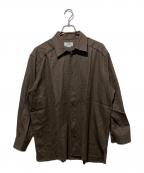 HERMESエルメス）の古着「レザーパイピングウールシャツ」｜ブラウン