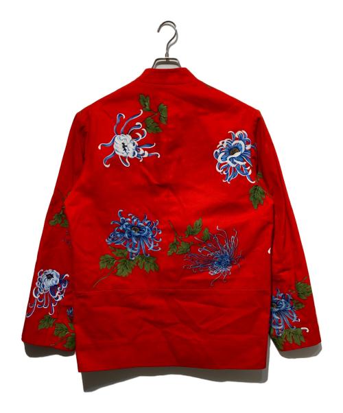 Yohji Yamamoto pour homme（ヨウジヤマモト プールオム）Yohji Yamamoto pour homme (ヨウジヤマモト プールオム) 96SS マオカラーフラワープリントジャケット レッド サイズ:Mの古着・服飾アイテム