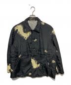 Yohji Yamamoto pour hommeヨウジヤマモト プールオム）の古着「93AW 花・龍柄刺繍シルクジャケット」｜ブラック