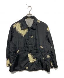 Yohji Yamamoto pour homme（ヨウジヤマモト プールオム）の古着「93AW 花・龍柄刺繍シルクジャケット」｜ブラック