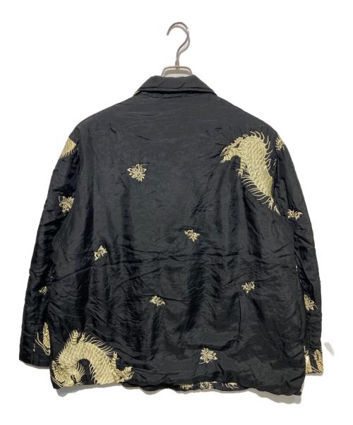 Yohji Yamamoto pour homme（ヨウジヤマモト プールオム）Yohji Yamamoto pour homme (ヨウジヤマモト プールオム) 93AW 花・龍柄刺繍シルクジャケット ブラック サイズ:Mの古着・服飾アイテム