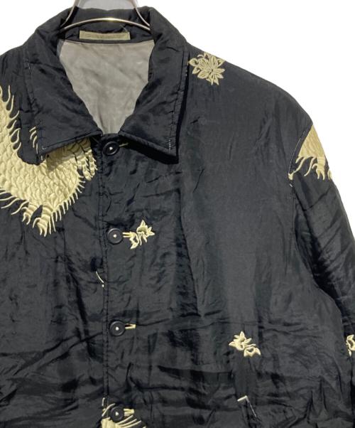 Yohji Yamamoto pour homme（ヨウジヤマモト プールオム）Yohji Yamamoto pour homme (ヨウジヤマモト プールオム) 93AW 花・龍柄刺繍シルクジャケット ブラック サイズ:Mの古着・服飾アイテム