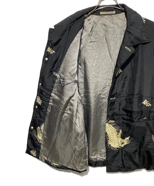 Yohji Yamamoto pour homme（ヨウジヤマモト プールオム）Yohji Yamamoto pour homme (ヨウジヤマモト プールオム) 93AW 花・龍柄刺繍シルクジャケット ブラック サイズ:Mの古着・服飾アイテム