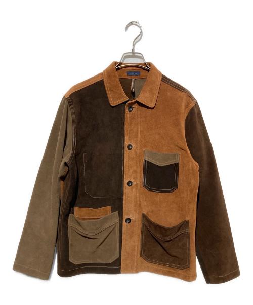 DRAKE'S（ドレイクス）DRAKE'S (ドレイクス) パッチワーク スエード チョアジャケット ブラウン サイズ:38の古着・服飾アイテム