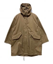MARGARET HOWELL（マーガレットハウエル）の古着「COTTON RECYCLED POLYESTER COAT フーデットコート」｜ブラウン