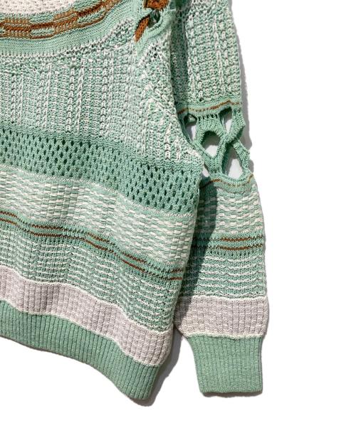 Mame Kurogouchi（マメクロゴウチ）mame kurogouchi (マメクロゴウチ) Bamboo Basket Pattern Knitted Top グリーン サイズ:2の古着・服飾アイテム