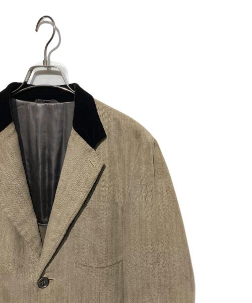 GIORGIO ARMANI（ジョルジョアルマーニ）GIORGIO ARMANI (ジョルジョアルマーニ) ベロア切替ジャケット ベージュ サイズ:48の古着・服飾アイテム