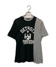 Hysteric Glamour（ヒステリックグラマー）の古着「ヒスガールプリント ドッキングTee」｜ブラック×グレー