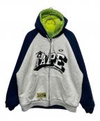 Aape BY A BATHING APEエーエイプ バイ アベイシングエイプ）の古着「Moonface logo gradient zip-up fleece hoodie」｜グリーン×ブルー
