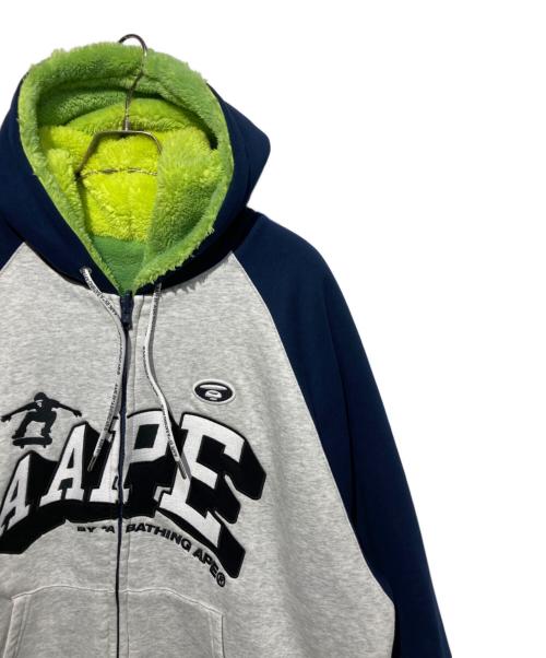Aape BY A BATHING APE（エーエイプ バイ アベイシングエイプ）Aape BY A BATHING APE (エーエイプ バイ アベイシングエイプ) Moonface logo gradient zip-up fleece hoodie グリーン×ブルー サイズ:Mの古着・服飾アイテム