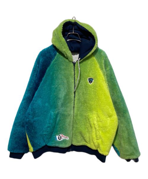 Aape BY A BATHING APE（エーエイプ バイ アベイシングエイプ）Aape BY A BATHING APE (エーエイプ バイ アベイシングエイプ) Moonface logo gradient zip-up fleece hoodie グリーン×ブルー サイズ:Mの古着・服飾アイテム