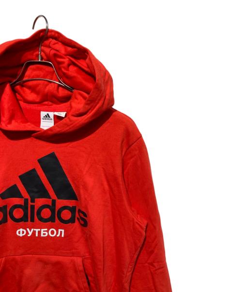 adidas（アディダス）adidas (アディダス) Gosha Rubchinskiy (ゴーシャラブチンスキー) コラボロゴフーディ レッド サイズ:2XOの古着・服飾アイテム