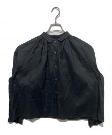 mizuiro-ind（ミズイロインド）の古着「リネン混ギャザーシャツ」｜ブラック