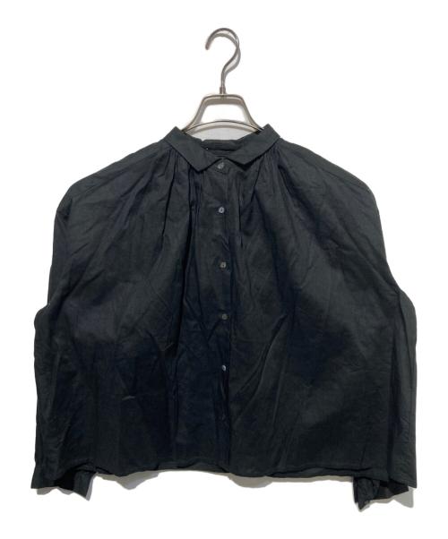 mizuiro-ind（ミズイロインド）mizuiro-ind (ミズイロインド) リネン混ギャザーシャツ ブラック サイズ:Freeの古着・服飾アイテム