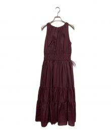 HER LIP TO（ハーリップトゥ）の古着「Riviera Bow Tiered Long Dress」｜ブラウン