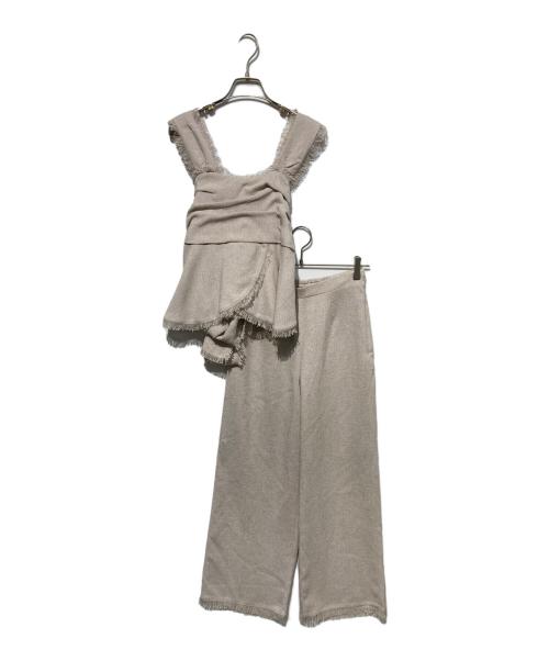 HER LIP TO（ハーリップトゥ）Her lip to (ハーリップトゥ) Tweed Fringed Summer Set ベージュ サイズ:Mの古着・服飾アイテム