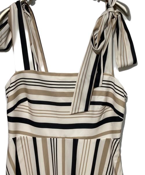 HER LIP TO（ハーリップトゥ）Her lip to (ハーリップトゥ) Cordelia Striped Ribbon Dress ベージュ サイズ:Mの古着・服飾アイテム