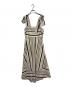 Her lip to（ハーリップトゥ）の古着「Cordelia Striped Ribbon Dress」｜ベージュ