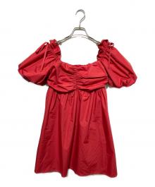 HER LIP TO（ハーリップトゥ）の古着「Colette Puff-Sleeve Dress」｜レッド