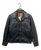 LEVI'S PReMIUMリーバイス プレミアム）の古着「BLACK TYPEⅡ TRUCKER LEATHER JACKET」｜ブラック