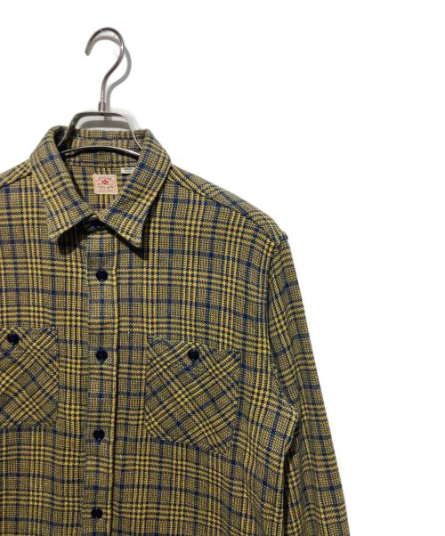 SUGAR CANE（シュガーケーン）SUGAR CANE (シュガーケーン) ツイル チェック ワークシャツ イエロー×ネイビー サイズ:Mの古着・服飾アイテム