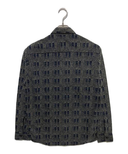 RRL（ダブルアールエル）RRL (ダブルアールエル) ジャカードニット ウールブレンド ワークシャツ グレー×ブラウン サイズ:Sの古着・服飾アイテム