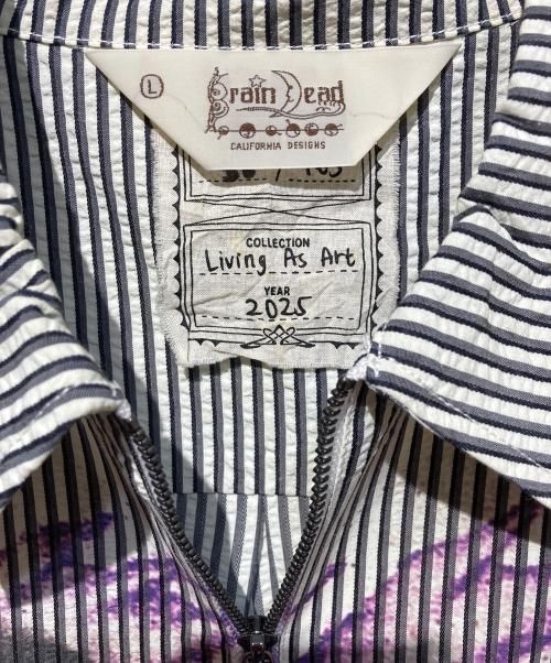 BRAIN DEAD（ブレインデッド）BRAIN DEAD (ブレインデッド) エンジェルストライプハーフジップシャツ ベージュ サイズ:Lの古着・服飾アイテム