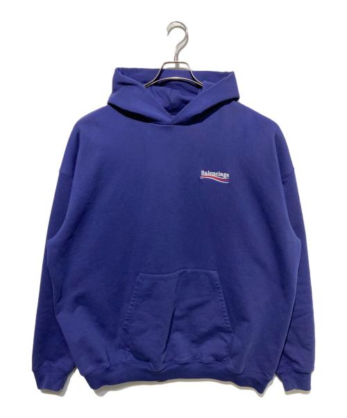 BALENCIAGA（バレンシアガ）BALENCIAGA (バレンシアガ) キャンペーンロゴ プルオーバーパーカー ネイビー サイズ:XSの古着・服飾アイテム