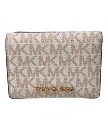MICHAEL KORS（マイケル・コース）の古着「JET SET TRAVEL ウォレット」｜ホワイト×ピンク