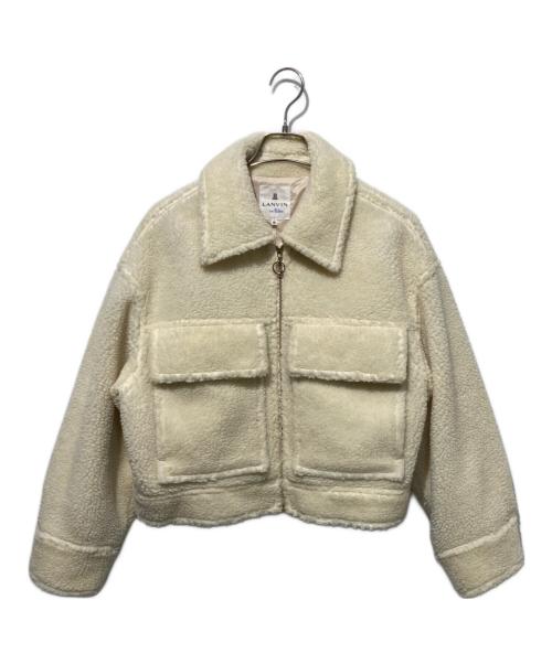 LANVIN en Bleu（ランバンオンブルー）LANVIN en Bleu (ランバンオンブルー) ボアショートブルゾン アイボリー サイズ:36の古着・服飾アイテム