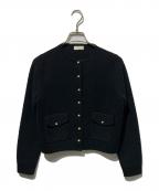 BALLSEYボールジィ）の古着「ウールコットンパールコンビ クルーネックカーディガン」｜ブラック