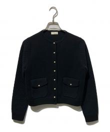 BALLSEY（ボールジィ）の古着「ウールコットンパールコンビ クルーネックカーディガン」｜ブラック