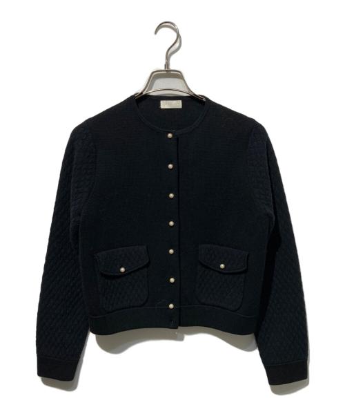 BALLSEY（ボールジィ）BALLSEY (ボールジィ) ウールコットンパールコンビ クルーネックカーディガン ブラック サイズ:Ｓの古着・服飾アイテム