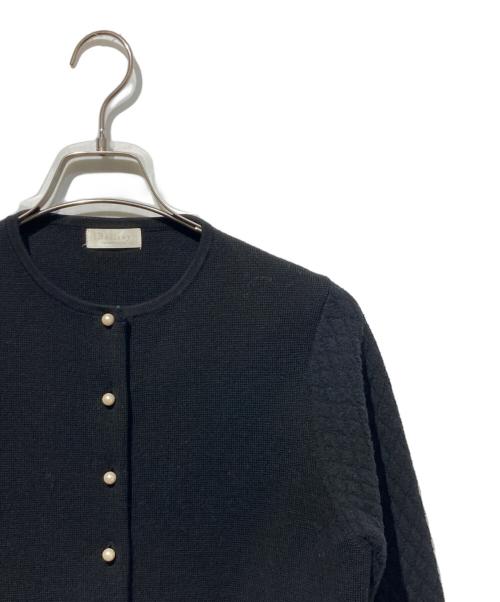 BALLSEY（ボールジィ）BALLSEY (ボールジィ) ウールコットンパールコンビ クルーネックカーディガン ブラック サイズ:Ｓの古着・服飾アイテム