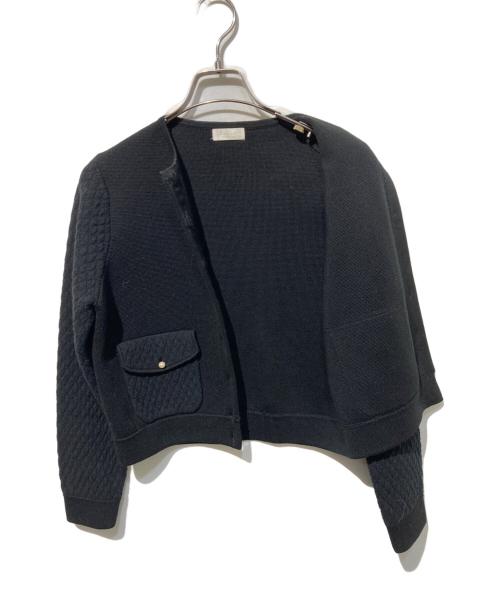 BALLSEY（ボールジィ）BALLSEY (ボールジィ) ウールコットンパールコンビ クルーネックカーディガン ブラック サイズ:Ｓの古着・服飾アイテム