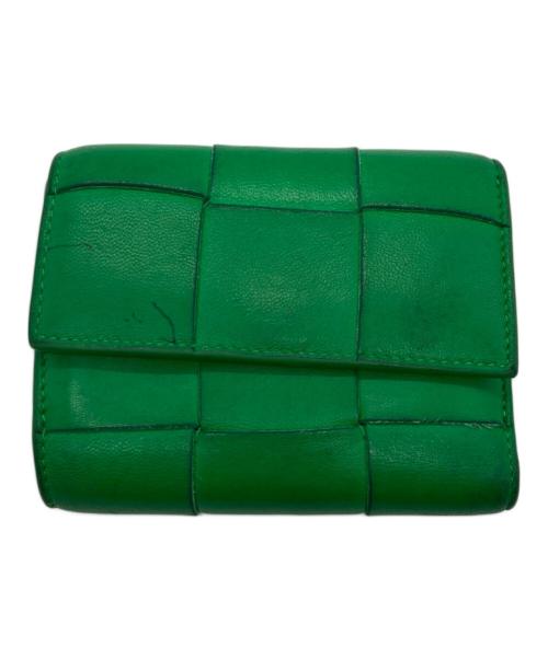 BOTTEGA VENETA（ボッテガベネタ）BOTTEGA VENETA (ボッテガベネタ) マキシイントレチャート 三つ折り財布 グリーンの古着・服飾アイテム