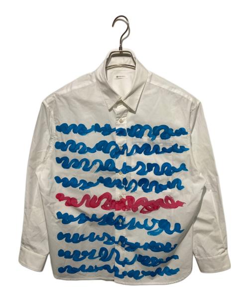 HERALBONY（ヘラルボニー）HERALBONY (ヘラルボニー) レギュラーカラーシャツ「blue brush-mm2025」 ホワイト サイズ:Ｍの古着・服飾アイテム
