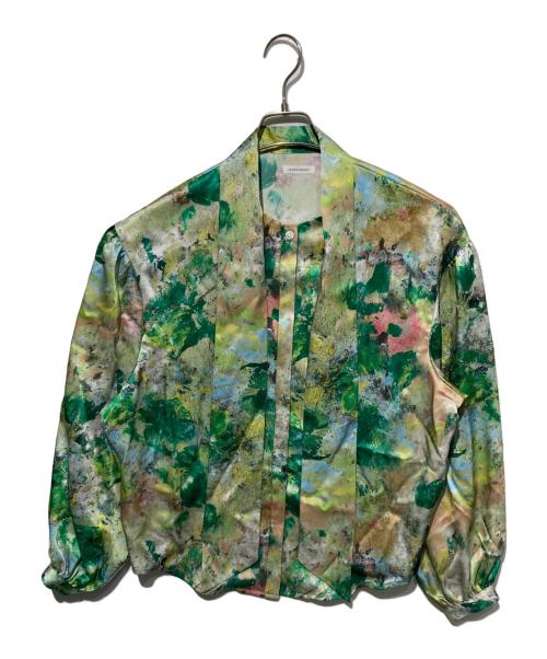 HERALBONY（ヘラルボニー）HERALBONY (ヘラルボニー) ボウタイブラウス「旅行」 グリーン サイズ:Fの古着・服飾アイテム