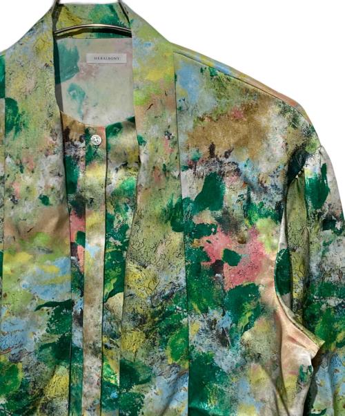 HERALBONY（ヘラルボニー）HERALBONY (ヘラルボニー) ボウタイブラウス「旅行」 グリーン サイズ:Fの古着・服飾アイテム