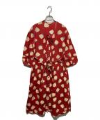 PINK HOUSEピンクハウス）の古着「リボン付くま柄シャツワンピース」｜レッド