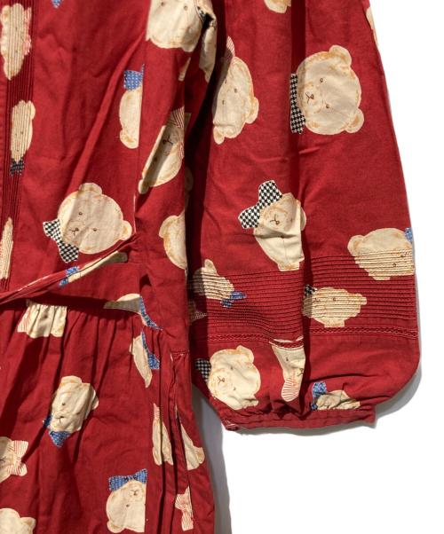 PINK HOUSE（ピンクハウス）PINK HOUSE (ピンクハウス) リボン付くま柄シャツワンピース レッド サイズ:　の古着・服飾アイテム