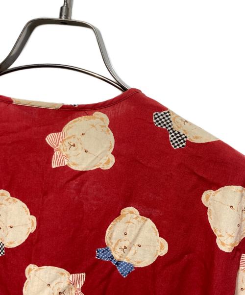 PINK HOUSE（ピンクハウス）PINK HOUSE (ピンクハウス) リボン付くま柄シャツワンピース レッド サイズ:　の古着・服飾アイテム