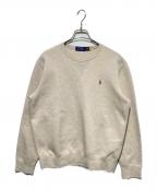POLO RALPH LAURENポロ・ラルフローレン）の古着「ロゴ刺繍クルーネックスウェット」｜ベージュ