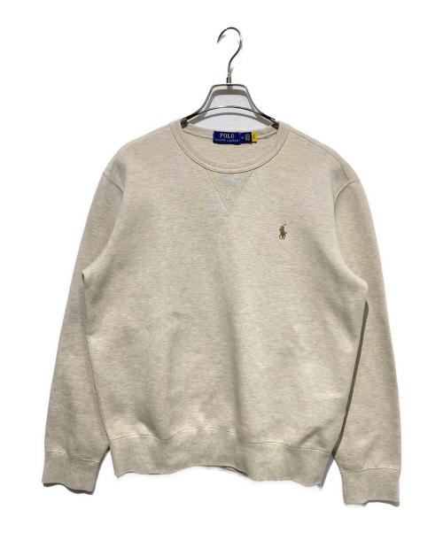 POLO RALPH LAUREN（ポロ・ラルフローレン）POLO RALPH LAUREN (ポロ・ラルフローレン) ロゴ刺繍クルーネックスウェット ベージュ サイズ:Mの古着・服飾アイテム
