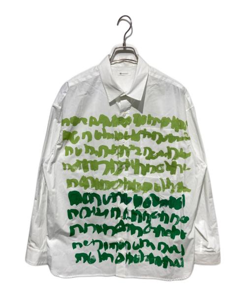 HERALBONY（ヘラルボニー）HERALBONY (ヘラルボニー) レギュラーカラーシャツ「green brush-mm2025」 ホワイト サイズ:Lの古着・服飾アイテム