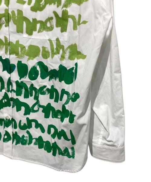 HERALBONY（ヘラルボニー）HERALBONY (ヘラルボニー) レギュラーカラーシャツ「green brush-mm2025」 ホワイト サイズ:Lの古着・服飾アイテム